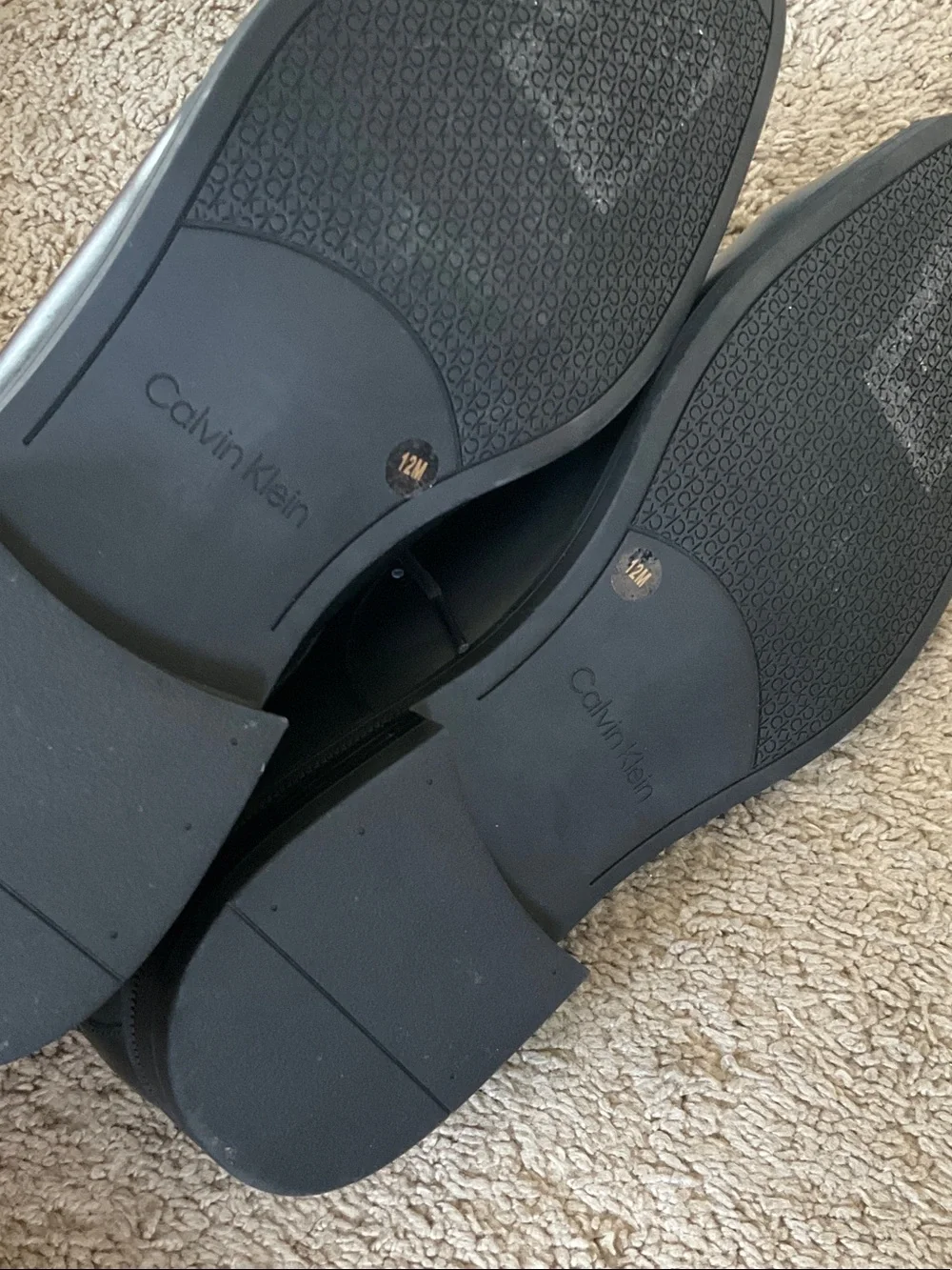 Calvin Klein Black Leather Square-Toe Derby Shoes